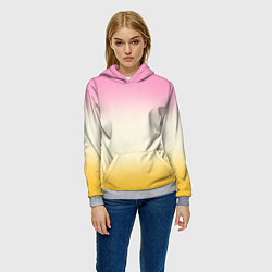 Толстовка-худи женская Розовый бежевый желтый градиент, цвет: 3D-меланж — фото 2