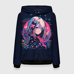 Толстовка-худи женская Розовый цветок на восходе, цвет: 3D-черный