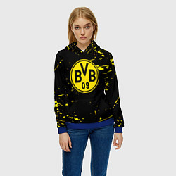 Толстовка-худи женская Borussia yellow splash, цвет: 3D-синий — фото 2