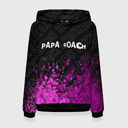 Толстовка-худи женская Papa Roach rock legends посередине, цвет: 3D-черный