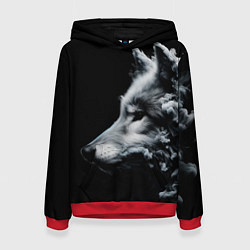 Толстовка-худи женская Дымный волк, цвет: 3D-красный