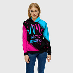 Толстовка-худи женская Arctic Monkeys - neon gradient, цвет: 3D-черный — фото 2