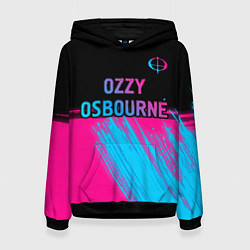 Толстовка-худи женская Ozzy Osbourne - neon gradient посередине, цвет: 3D-черный