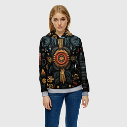 Толстовка-худи женская Паттерн в славянской стилистике, цвет: 3D-меланж — фото 2