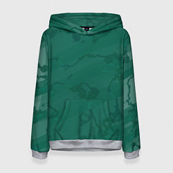 Толстовка-худи женская Серо-зеленые разводы, цвет: 3D-меланж