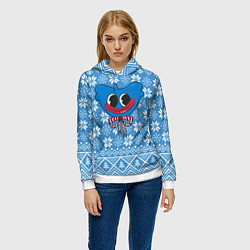 Толстовка-худи женская Huggy Wuggy christmas sweater, цвет: 3D-белый — фото 2