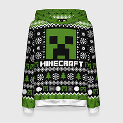 Толстовка-худи женская Minecraft christmas sweater, цвет: 3D-белый