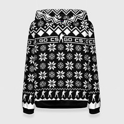 Толстовка-худи женская CS GO christmas sweater, цвет: 3D-черный