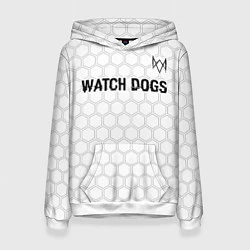 Толстовка-худи женская Watch Dogs glitch на светлом фоне посередине, цвет: 3D-белый