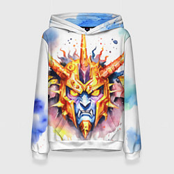 Женская толстовка Агрессивный оранжевый робот акварель