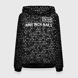 Женская толстовка Nine Inch Nails glitch на темном фоне посередине