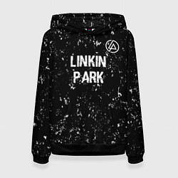 Толстовка-худи женская Linkin Park glitch на темном фоне посередине, цвет: 3D-черный