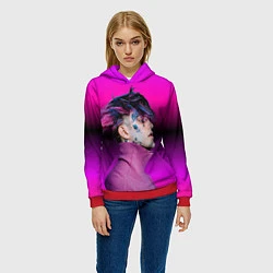 Толстовка-худи женская Lil Peep фиолетовый лук, цвет: 3D-красный — фото 2