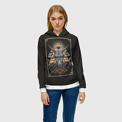 Толстовка-худи женская Бафомет 666, цвет: 3D-белый — фото 2