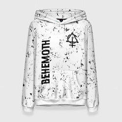 Толстовка-худи женская Behemoth glitch на светлом фоне вертикально, цвет: 3D-белый