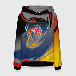 Толстовка-худи женская Scania логотип, цвет: 3D-черный