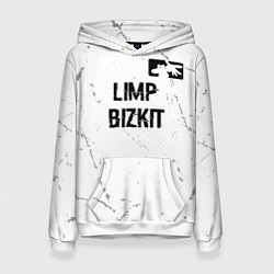 Толстовка-худи женская Limp Bizkit glitch на светлом фоне посередине, цвет: 3D-белый