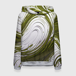 Толстовка-худи женская Бело-зеленая краска, цвет: 3D-меланж