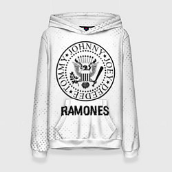 Толстовка-худи женская Ramones glitch на светлом фоне, цвет: 3D-белый