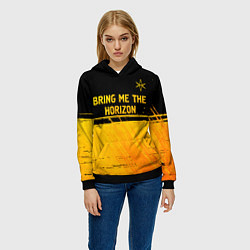 Толстовка-худи женская Bring Me the Horizon - gold gradient посередине, цвет: 3D-черный — фото 2