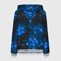 Толстовка-худи женская Синий трескающийся камень, цвет: 3D-меланж