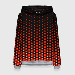 Толстовка-худи женская Красные квадраты, цвет: 3D-меланж
