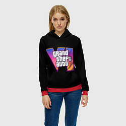 Толстовка-худи женская Grand Theft Auto 6, цвет: 3D-красный — фото 2