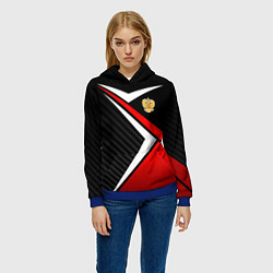 Толстовка-худи женская Russia - black and red, цвет: 3D-синий — фото 2