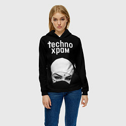 Толстовка-худи женская Techno храм монашка в маске, цвет: 3D-черный — фото 2