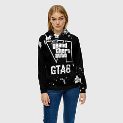 Толстовка-худи женская GTA6 glitch на темном фоне, цвет: 3D-черный — фото 2