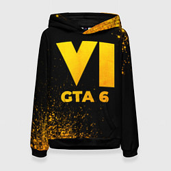 Толстовка-худи женская GTA 6 - gold gradient, цвет: 3D-черный