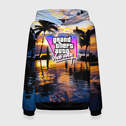 Толстовка-худи женская Grand theft auto 6 vice city, цвет: 3D-черный