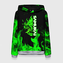 Женская толстовка Samurai green fire toxic