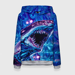 Толстовка-худи женская Фиолетовая акула, цвет: 3D-меланж