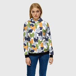 Толстовка-худи женская Пушистые кошки, цвет: 3D-черный — фото 2