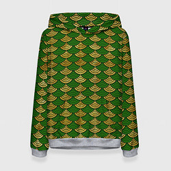 Толстовка-худи женская Зелёно-золотая чешуя, цвет: 3D-меланж