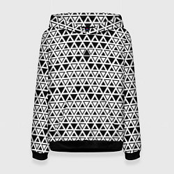 Толстовка-худи женская Треугольники чёрные и белые, цвет: 3D-черный