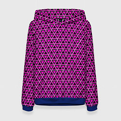 Толстовка-худи женская Розовые и чёрные треугольники, цвет: 3D-синий