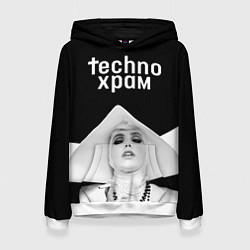 Толстовка-худи женская Techno храм монашка в белом, цвет: 3D-белый