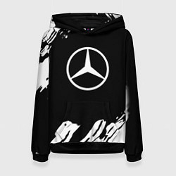 Толстовка-худи женская Mercedes benz краски спорт, цвет: 3D-черный