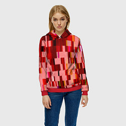Толстовка-худи женская Красный глитч, цвет: 3D-красный — фото 2