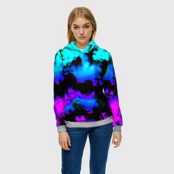 Толстовка-худи женская Marshmello neon space, цвет: 3D-меланж — фото 2