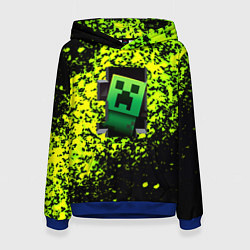 Толстовка-худи женская Minecraft зелёные краски, цвет: 3D-синий