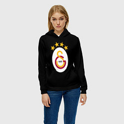 Толстовка-худи женская Galatasaray logo fc, цвет: 3D-черный — фото 2