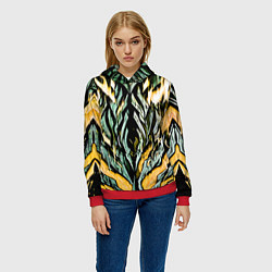 Толстовка-худи женская Камень и жёлтый огонь, цвет: 3D-красный — фото 2