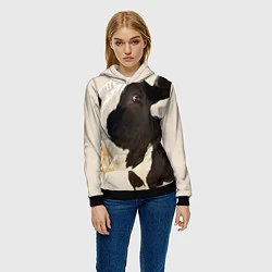 Толстовка-худи женская Настоящая корова, цвет: 3D-черный — фото 2