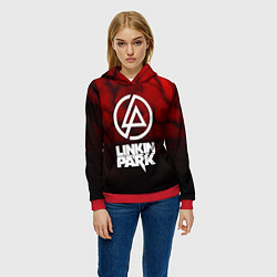 Толстовка-худи женская Linkin park strom честер, цвет: 3D-красный — фото 2