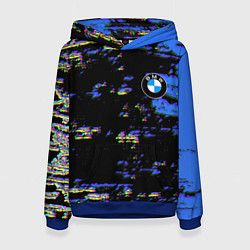 Толстовка-худи женская BMW краски абстракция, цвет: 3D-синий