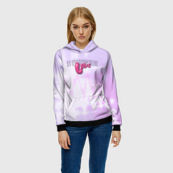 Толстовка-худи женская Love is everywhere on gradient, цвет: 3D-черный — фото 2