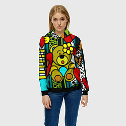 Толстовка-худи женская Абстракция мишка игрушка, цвет: 3D-черный — фото 2